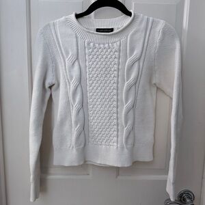 Banana Republic Cream Cable-Knit Crewneck Sweater